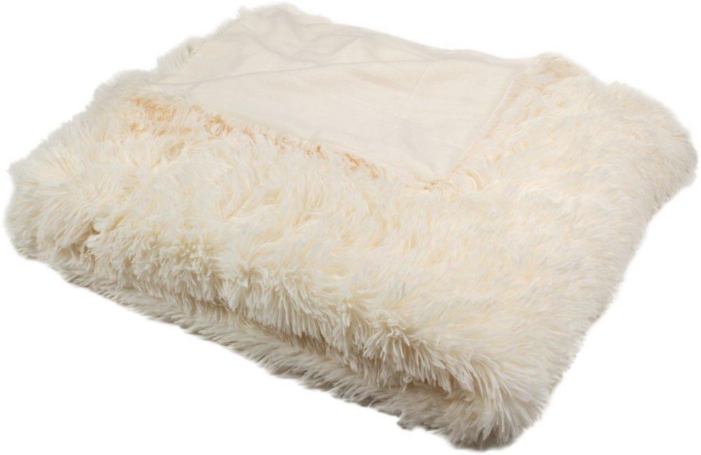 Luxusní deka s dlouhým vlasem 150x200cm SMETANOVÁ